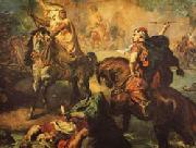 Theodore Chasseriau Arab Chiefs Challenging to Combat under a City Ramparts china oil painting reproduction